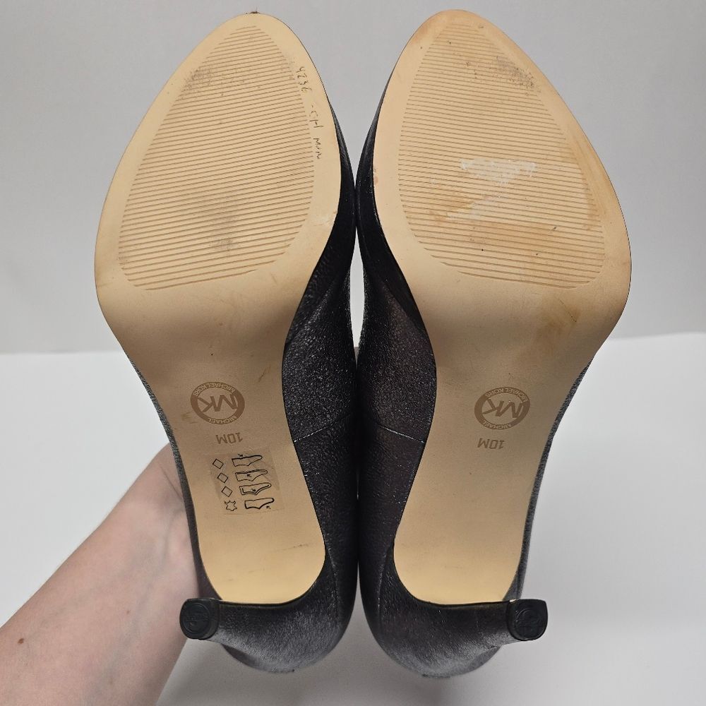 Michael Kors Antoinette Leather Pumps Gunmetal Metallic Women's 10 - Picture 8 of 8